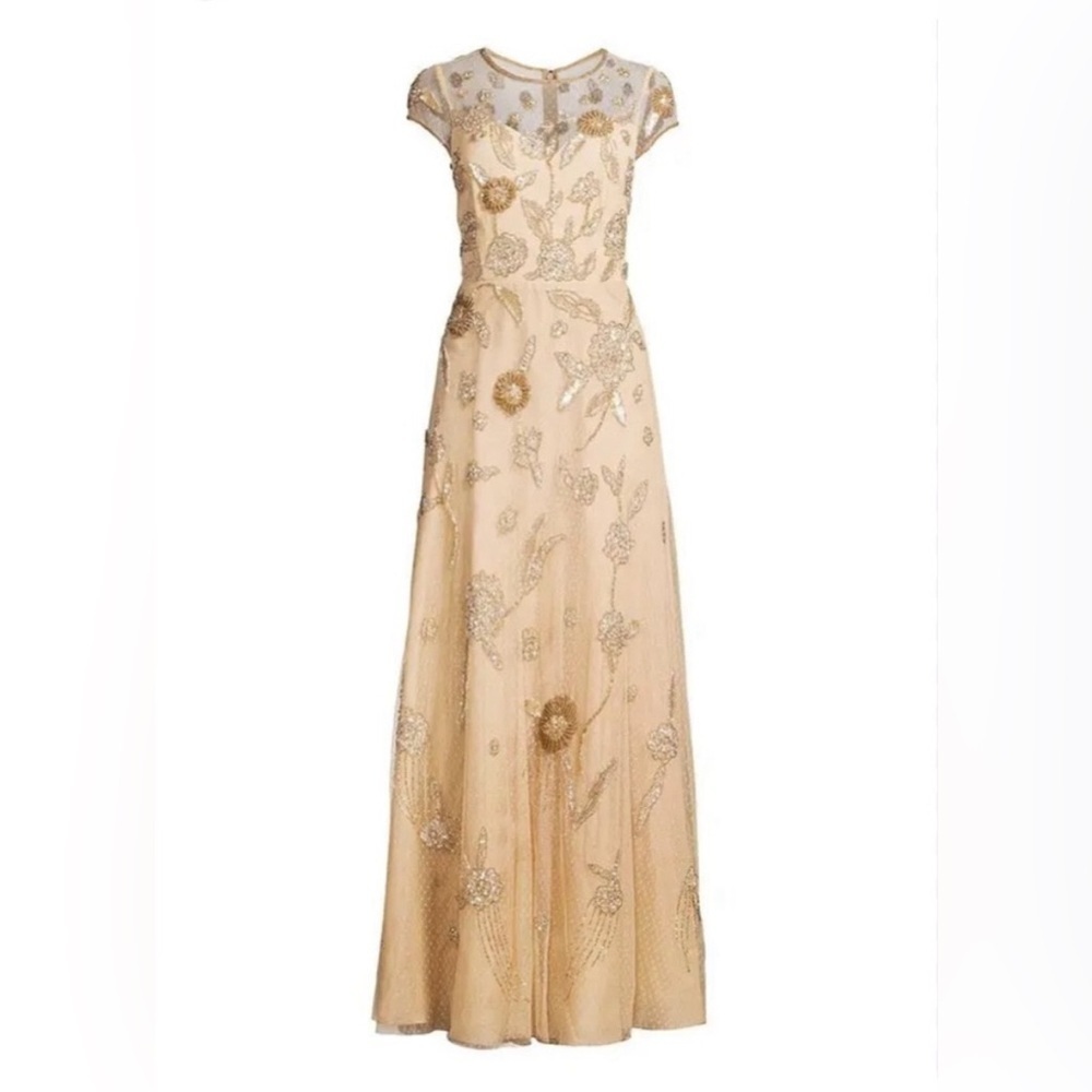 AIDAN MATTOX Floral Bead-Embroidered Gown - Picture 9 of 9